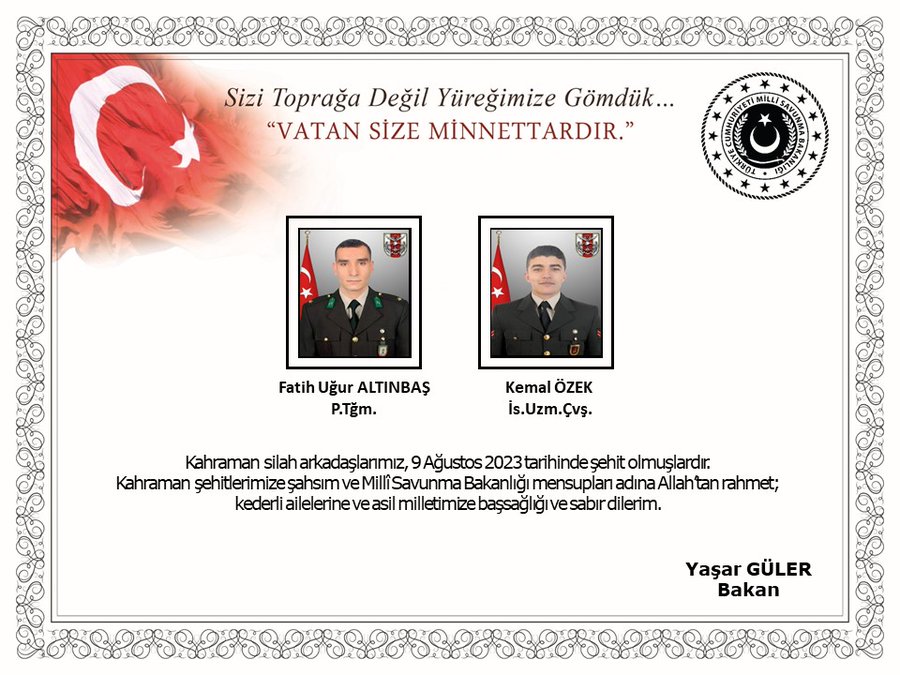 Pençe-Kilit Operasyonunda iki asker şehit oldu