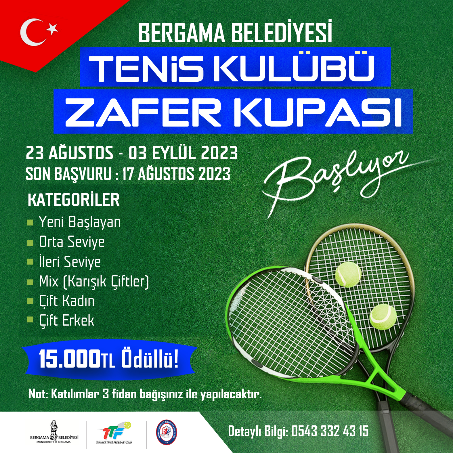 Bergama Tenis Kulübü Zafer Kupası başlıyor