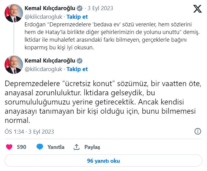 Kılıçdaroğlu'ndan Erdoğan'a yanıt: Gerçeklerle bağını koparmış bu kişi iyi okusun