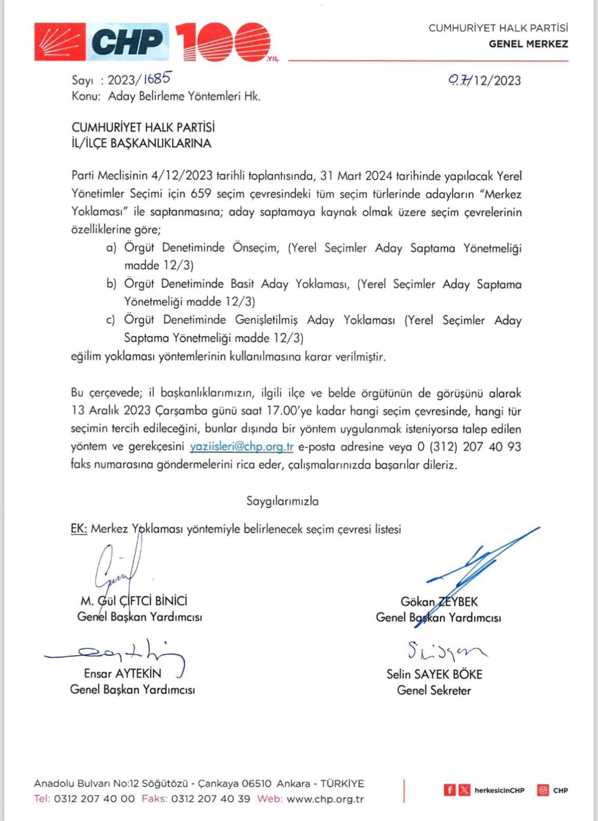 CHP, Yerel Yönetimler Seçimi İçin Aday Belirleme Yöntemlerini Açıkladı