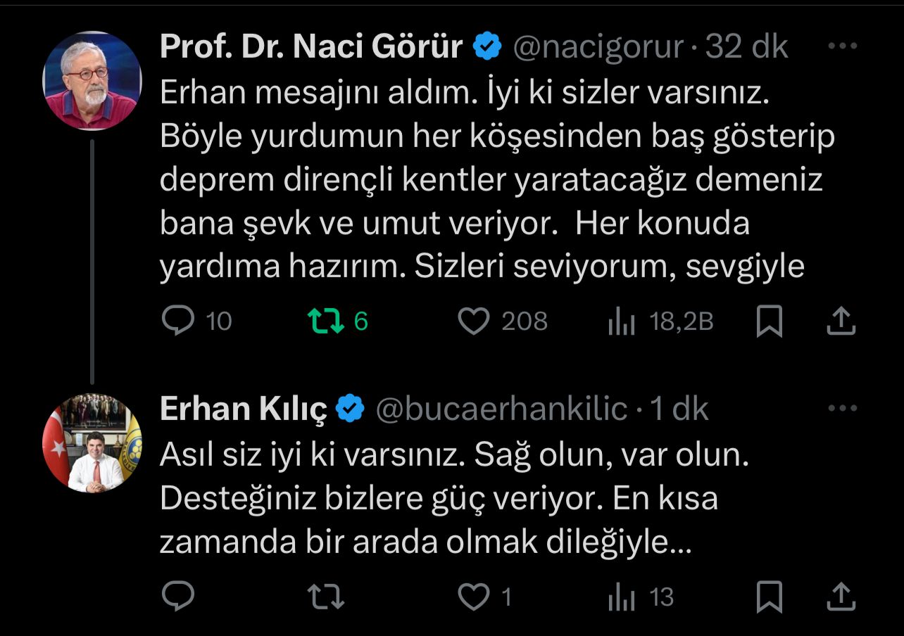 Prof. Görür’den Başkan Erhan Kılıç’a yanıt: “Bana şevk ve umut verdiniz”