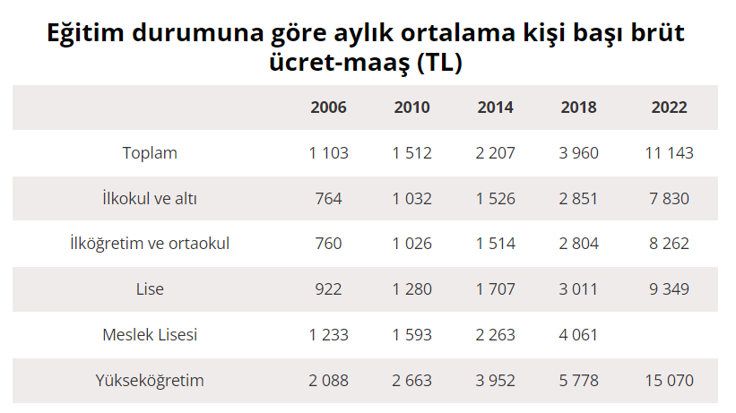 Son 20 yılda eğitim durumuna göre maaşlar nasıl değişti?