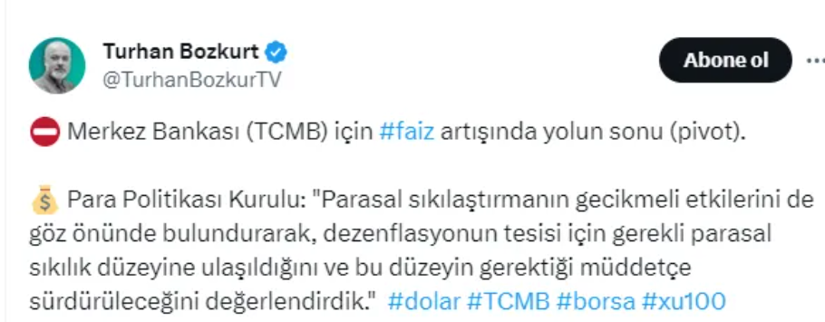 Ekonomistlerden faiz yorumu: 'Merkez Bankası için yolun sonu'