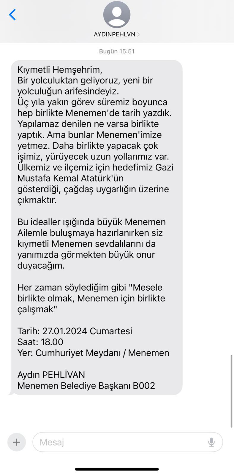 Aydın Pehlivan, adaylığı açıklanır açıklanmaz mitinge davet etti!
