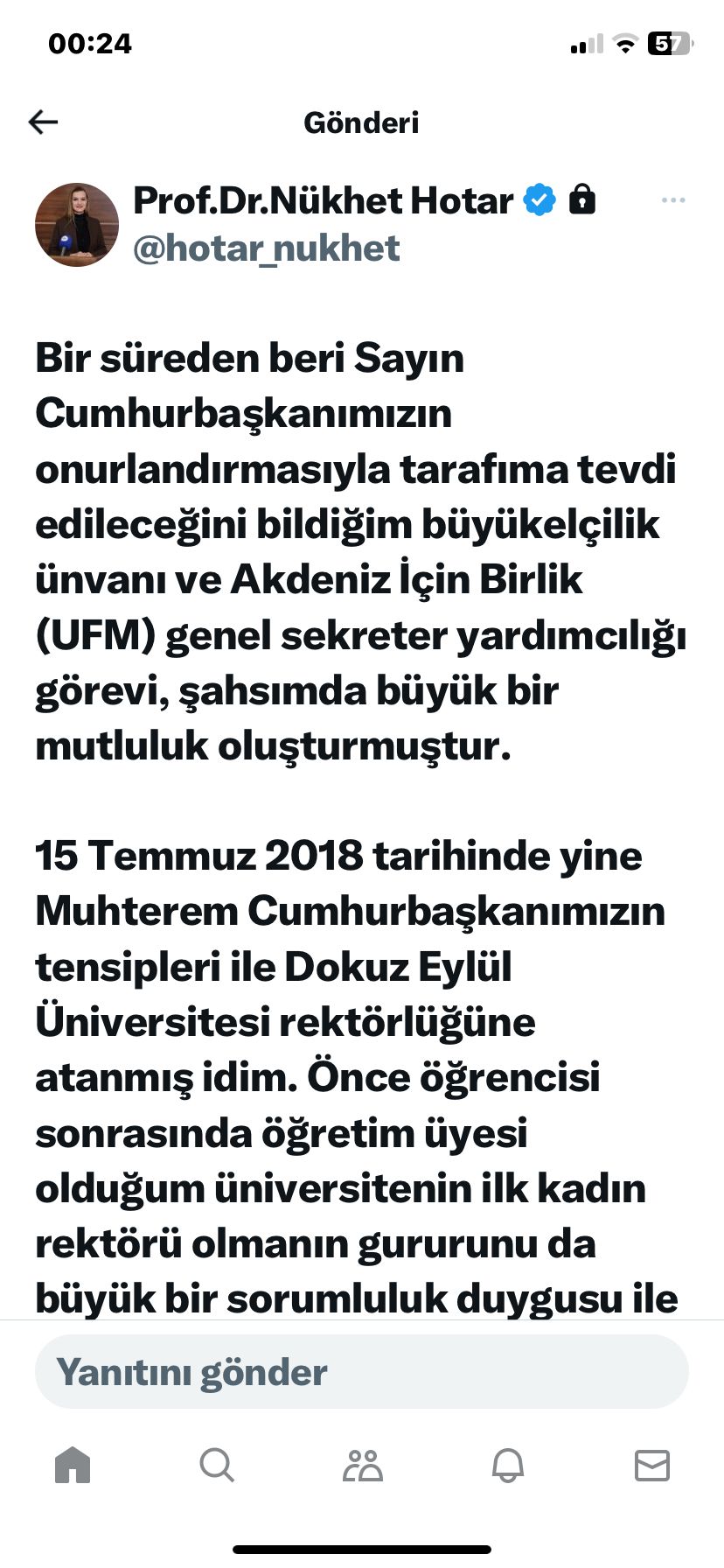 DEÜ rektörü Nükhet Hotar büyükelçi oldu!