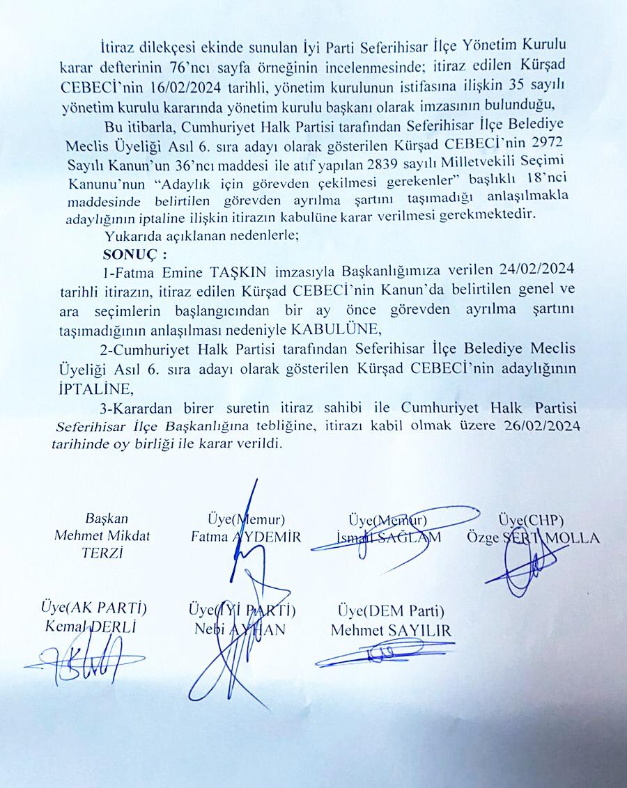 Kürşad Cebeci’nin adaylığı düşürüldü 