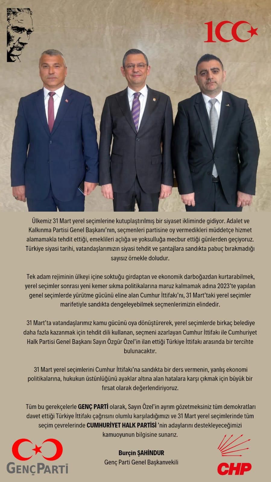 Genç Parti yerel seçimlerde CHP'yi destekleyecek 