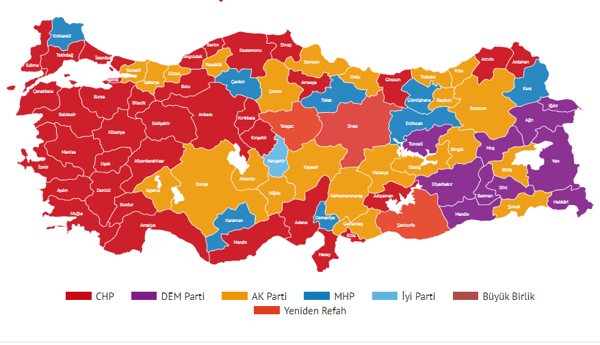 Türkiye Geneli yerel seçim sonuçları