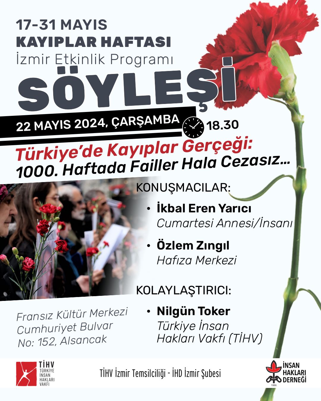 Cumartesi Anneleri eylemlerinin 1000. Haftasında İzmir'de "Türkiye'de kayıplar gerçeği" söyleşisi 