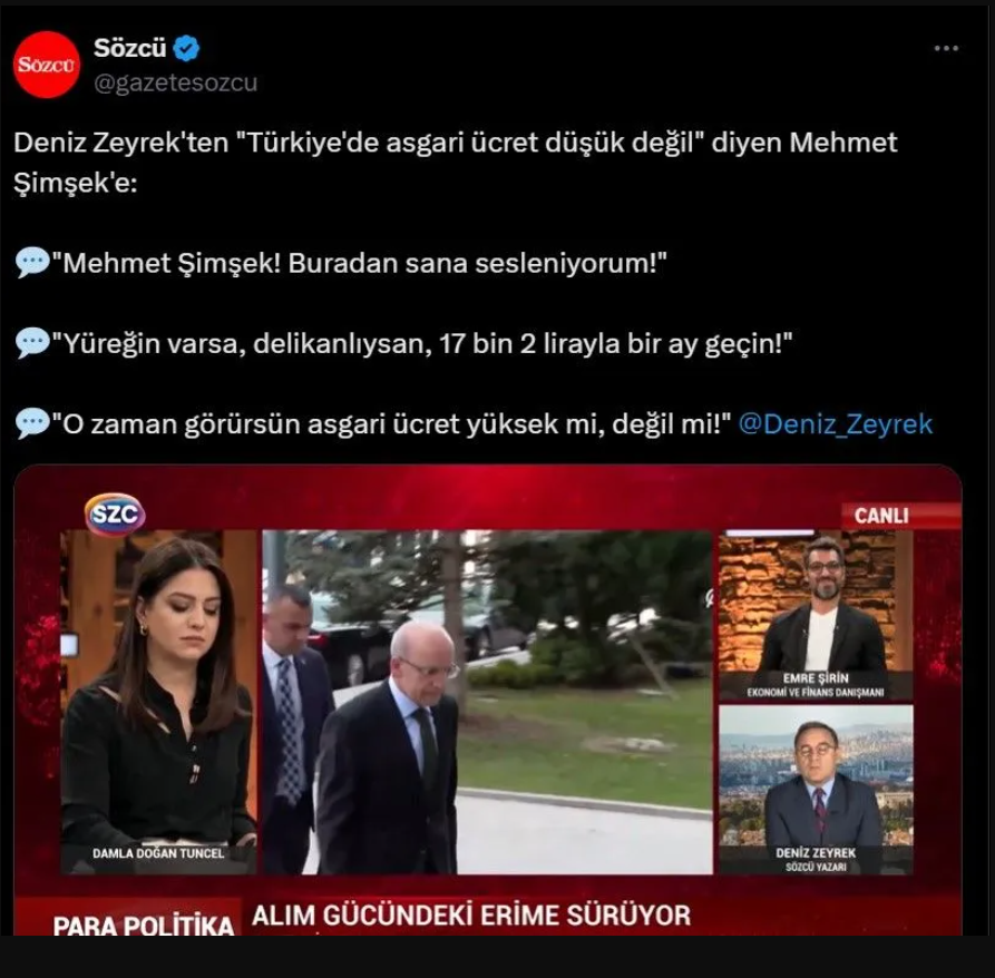 Mehmet Şimşek'e 'asgari ücret' tepkileri: Vicdansız olmak lazım