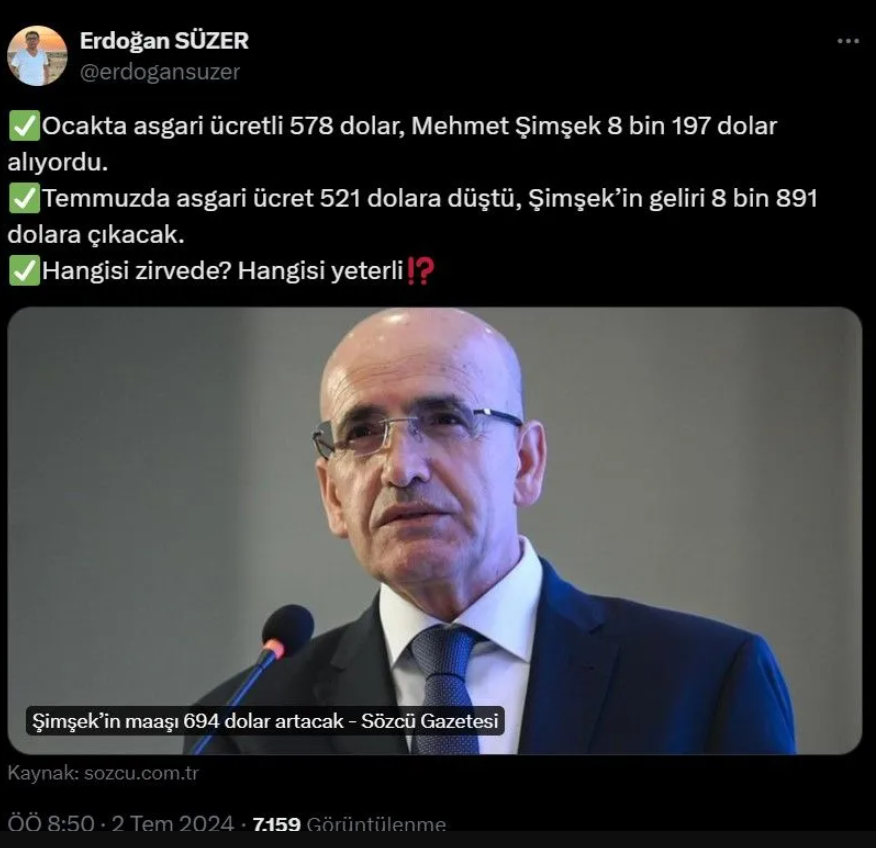 Mehmet Şimşek'e 'asgari ücret' tepkileri: Vicdansız olmak lazım