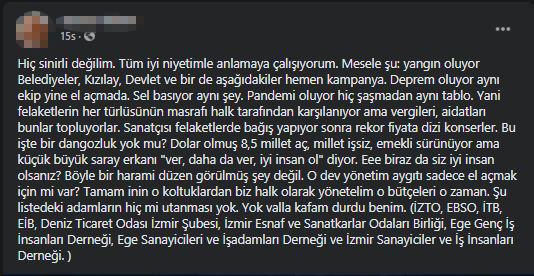 İzmirli yurttaşlardan tepki: Felaketlerin her türlüsünün masrafı halk tarafından karşılanıyor ama…