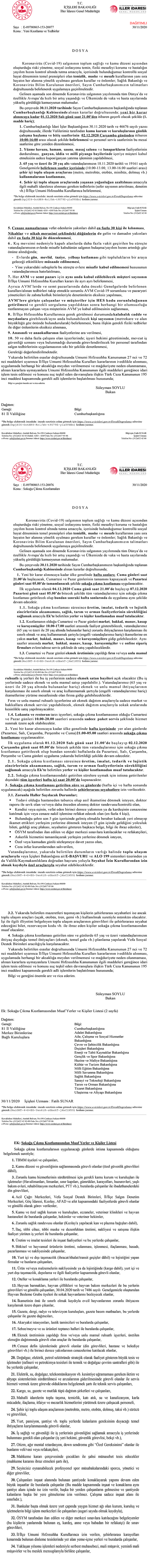 Hafta sonu bakkal ve marketler 10.00-17.00 arası açık olacak