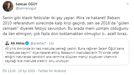 Öğüt'ten tiksindiren tweet