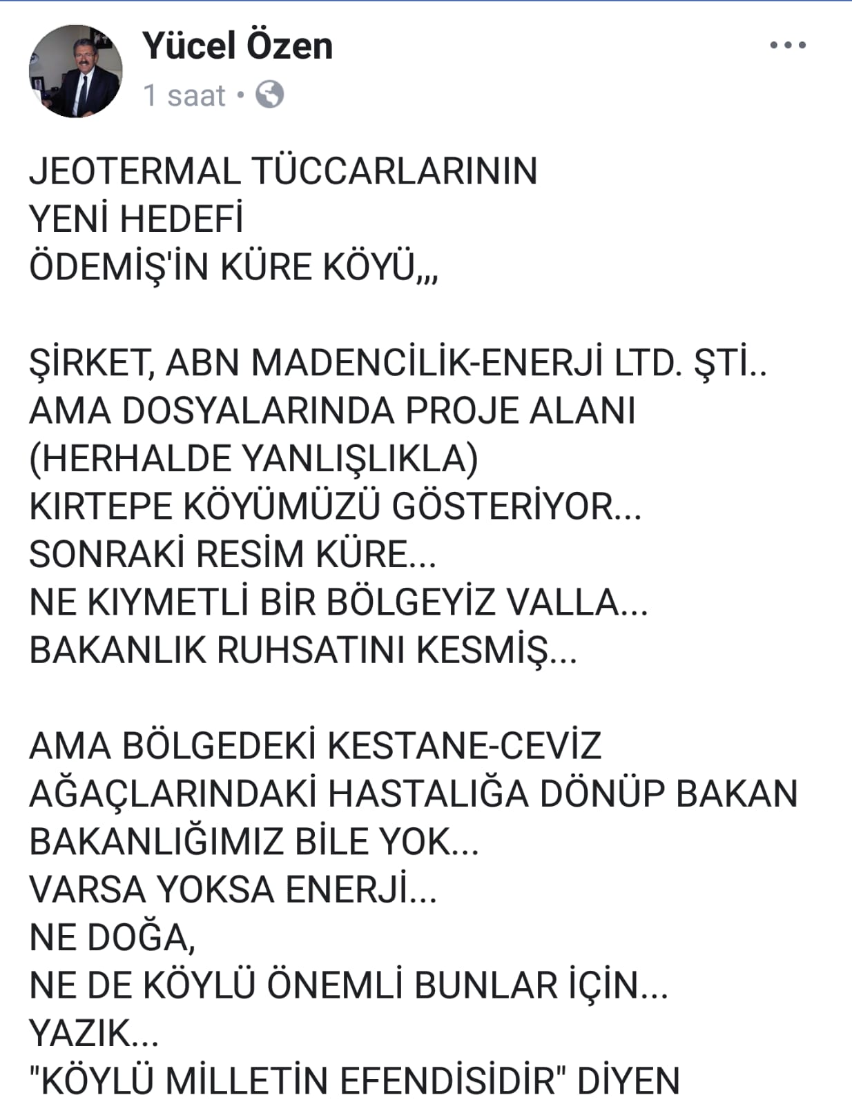 CHP'li Özen: Efelik sınavı şimdi Küre köylülerinde