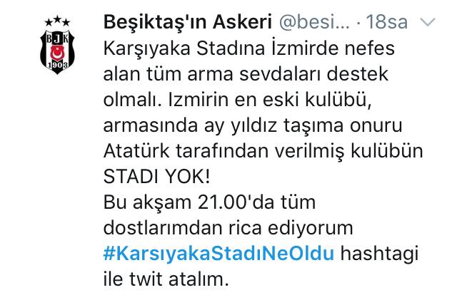 KARŞIYAKA TARAFTARI STAD İÇİN TWİTTER’İ SALLADI...