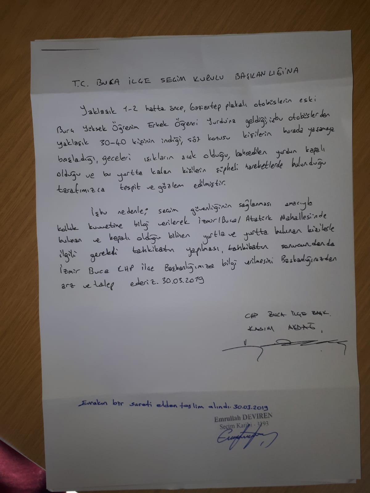 Buca CHP’de seçim güvenliği başvurusu