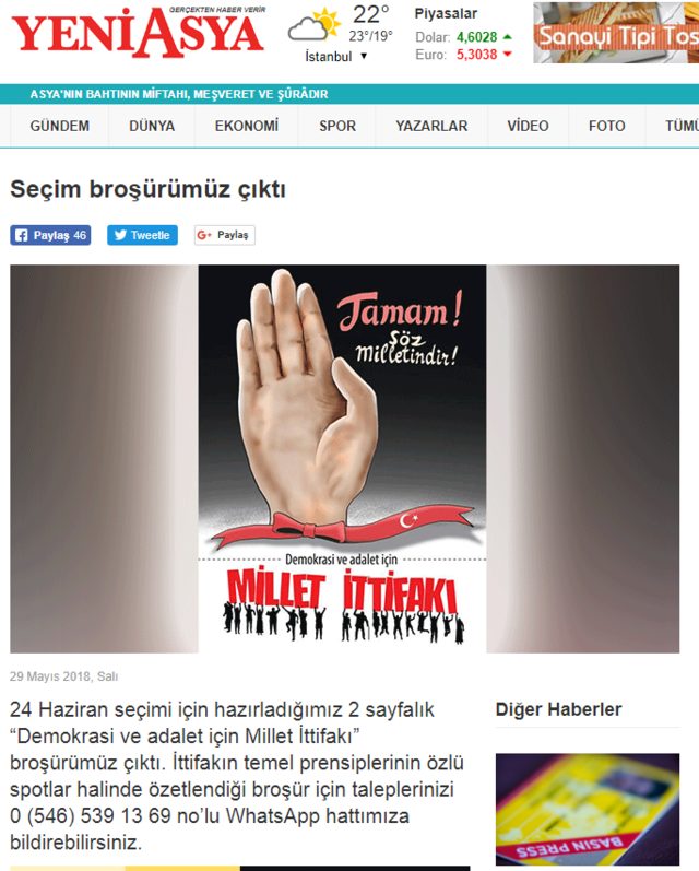 Nur Cemaati 24 Haziran seçimlerinde Millet İttifakı'nı destekleyeceğini açıkladı