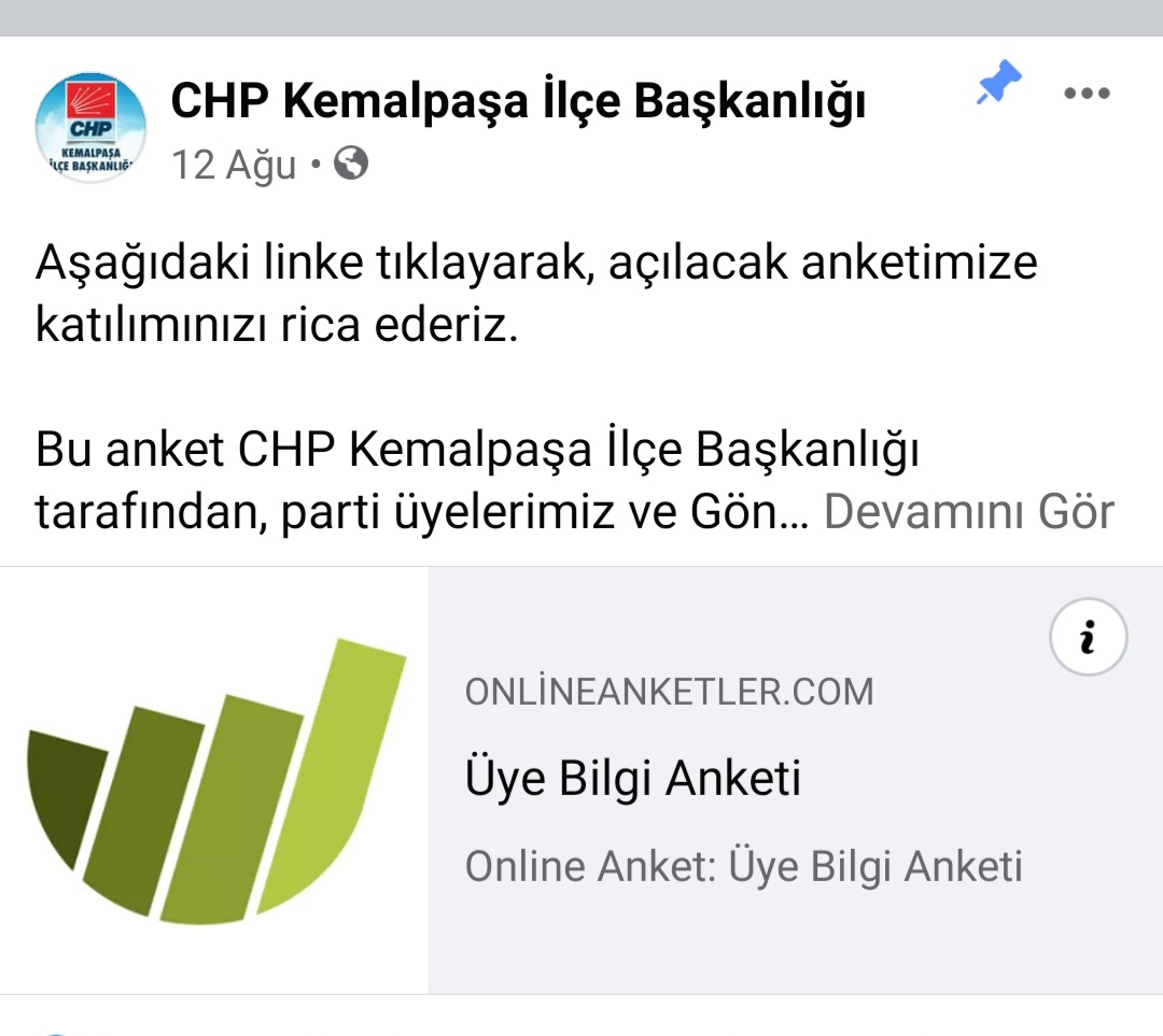 CHP Kemalpaşa üye ve gönüllülere anketle ulaşıyor
