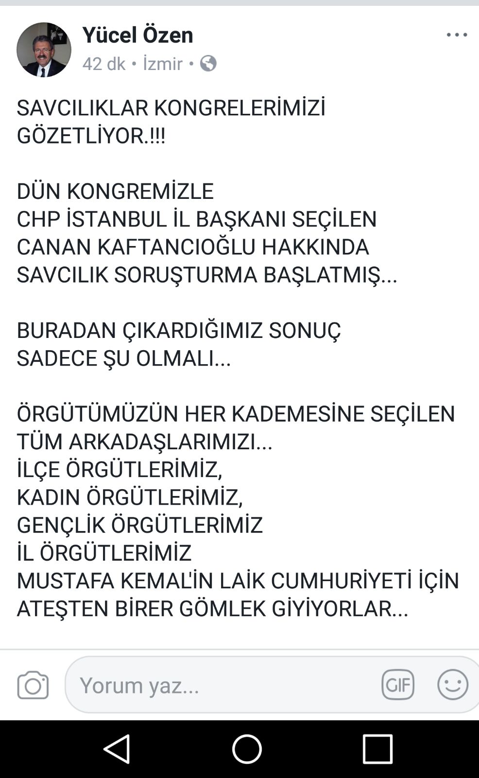 CHP İzmir’den ilk tepki Özen’den geldi