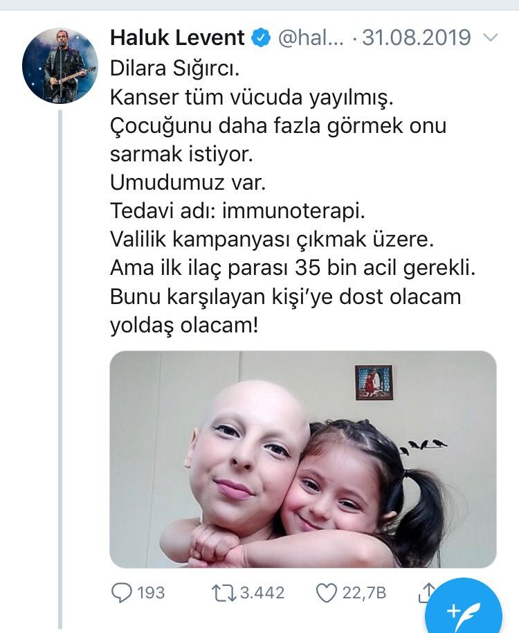 Haluk Levent'ten, kanser hastası anne Dilara'ya ziyaret