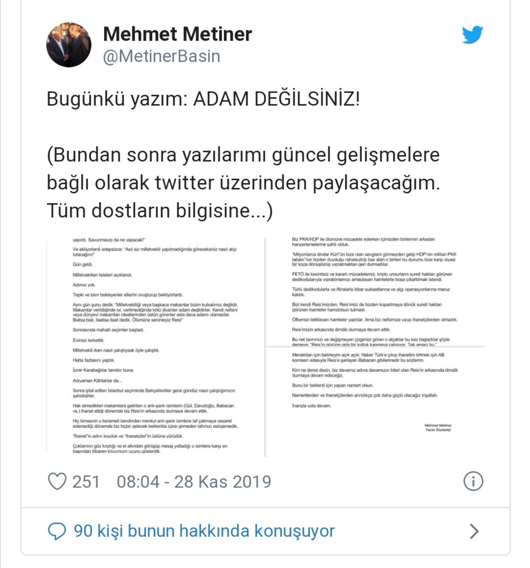 Metiner’in köşe yazısı Star yerine Twitter’da: Bu şekilde paylaşmayı uygun gördüm