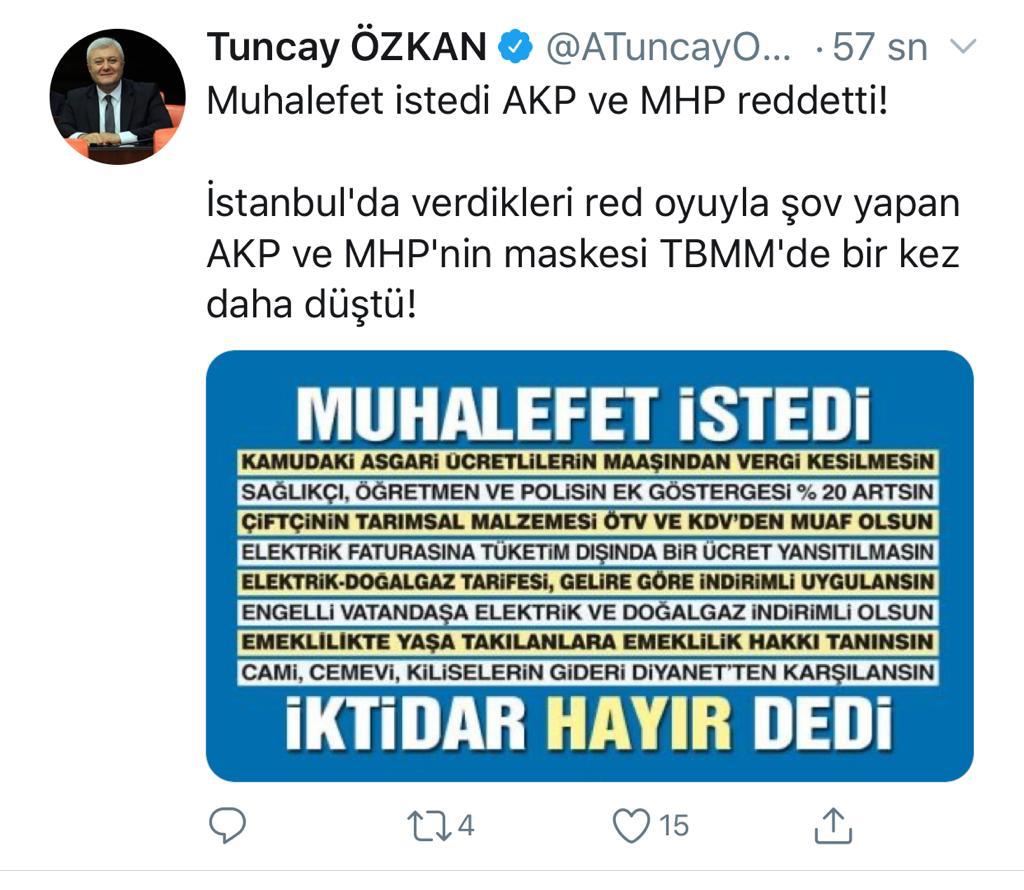 TUNCAY ÖZKAN'DAN HÜKÜMETE, MASKENİZ DÜŞTÜ ÇIKIŞI!