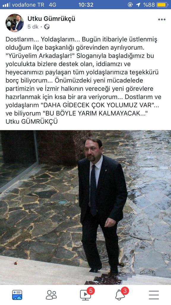 Gümrükçü'de istifa etti…