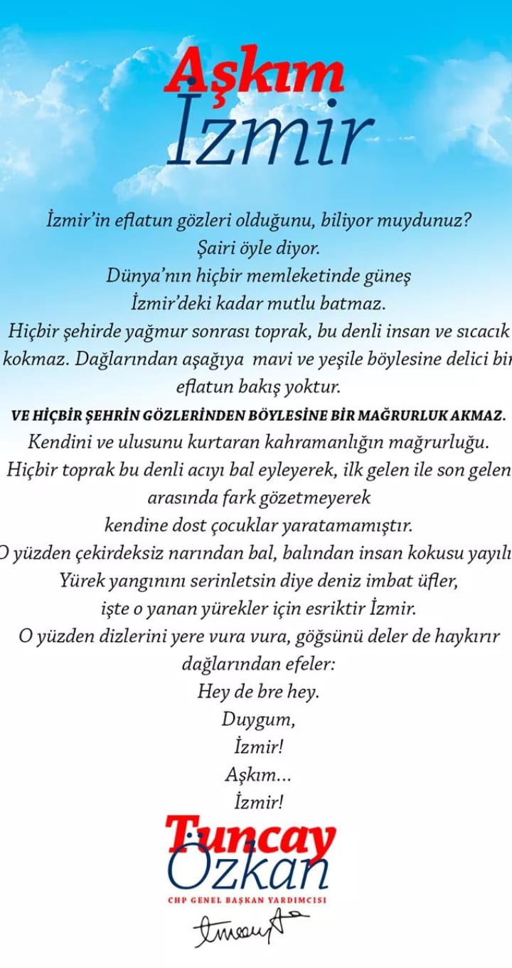 Özkan, İzmir aşkını mısralara döktü…