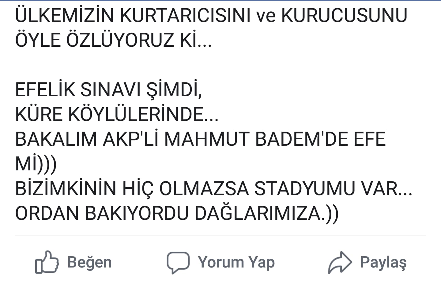 CHP'li Özen: Efelik sınavı şimdi Küre köylülerinde
