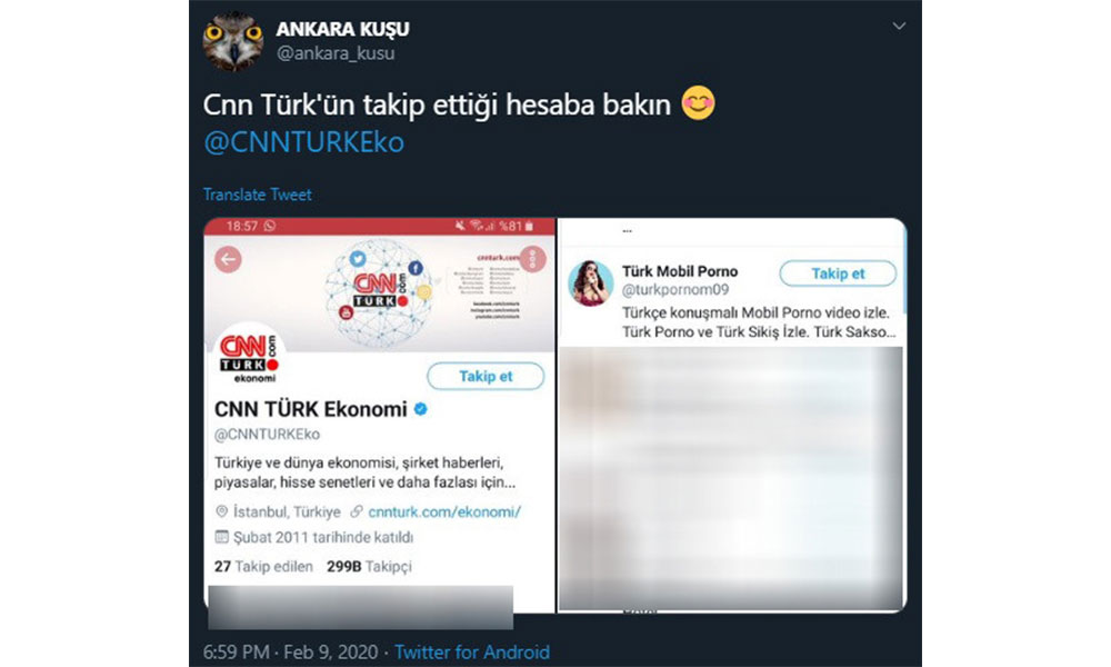 Bir ‘erotik’ hesap skandalı da CNN Türk’ten!