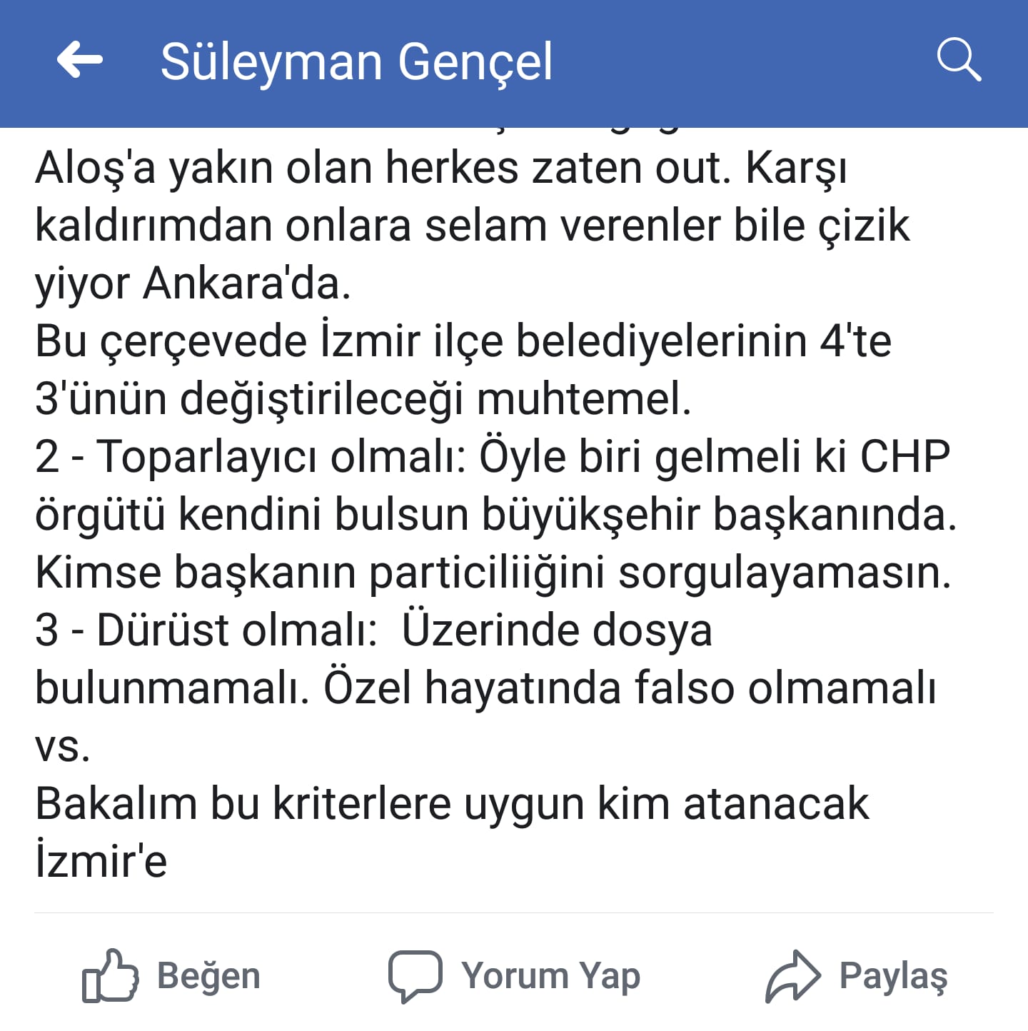 Gazeteci Gençel: İzmir ilçe belediyelerinin 4'te 3'ünün değiştirileceği muhtemel