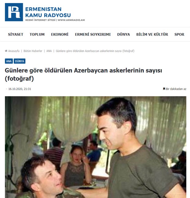 Ermenistan Kamu Radyosu, Serdar Ortaç'ı güney cephesine sürüp öldürdü