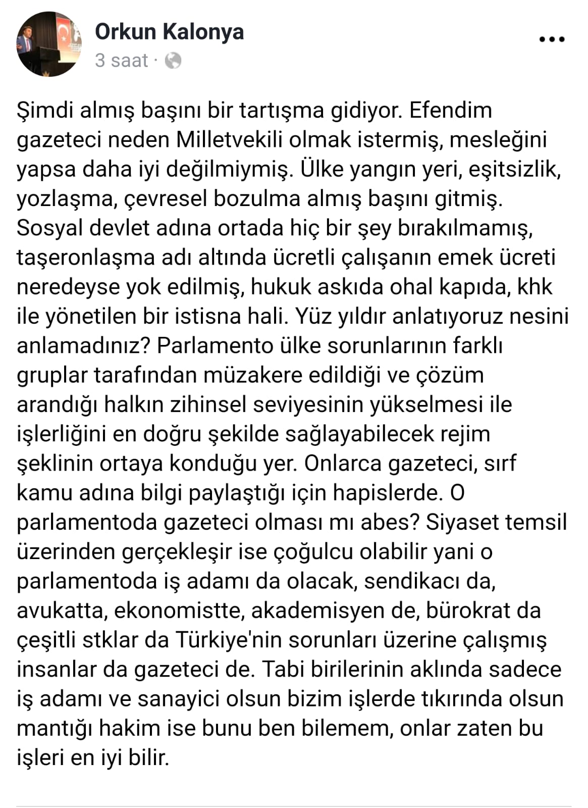 "Parlamentoda gazeteci olması mı abes?"