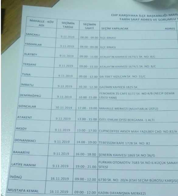 KARŞIYAKA MAHALLE DELEGE SEÇİM TARİHLERİ BELİRLENDİ