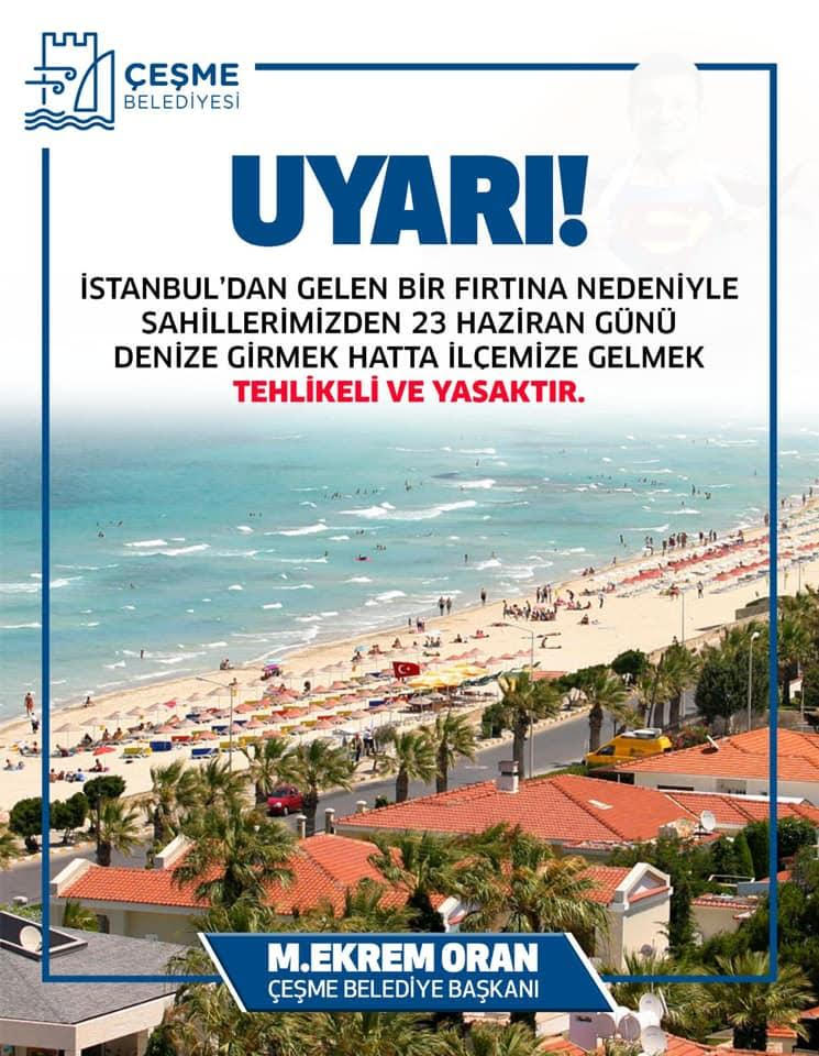 Çeşme Belediyesi'nden İstanbullular'a afişli 23 Haziran uyarısı