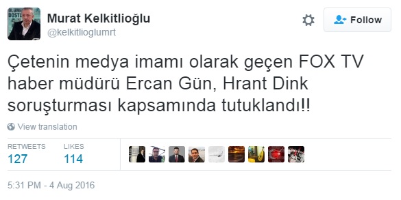 Ercan Gün Hakkında Dink Tutuklaması
