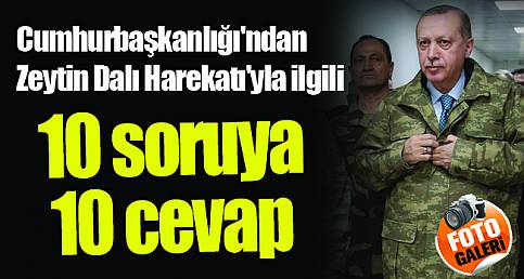 Cumhurbaşkanlığı'ndan Zeytin Dalı Harekatı'yla ilgili 10 soruya 10 cevap
