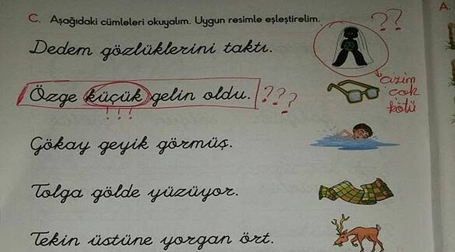 1. Sınıf Kitabına 'Çocuk Gelin' Girdi
