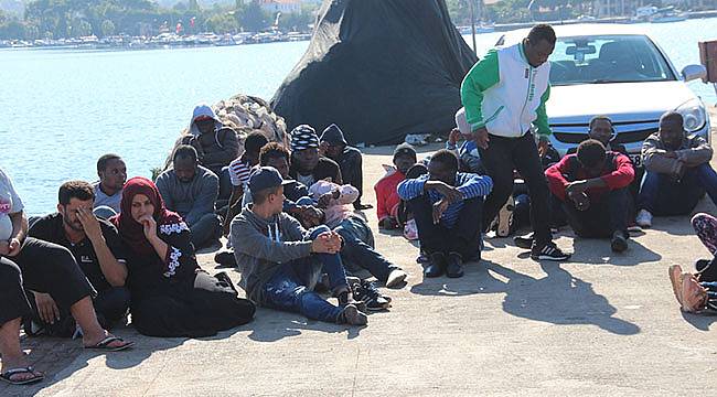 Foça'da 40 Senegalli Kaçak Yakalandı