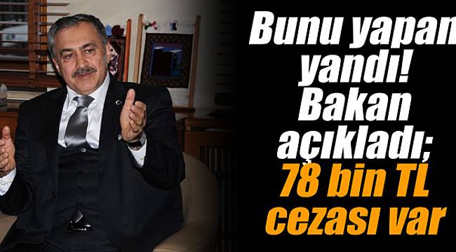 Bunu yapan yandı! Bakan açıkladı; 78 bin TL cezası var