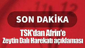 TSK'dan son dakika Afrin'e Zeytin Dalı Harekatı açıklaması