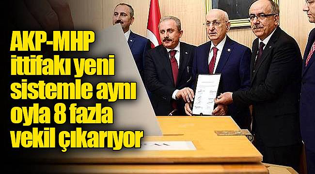AKP-MHP ittifakı yeni sistemle aynı oyla 8 fazla vekil çıkarıyor