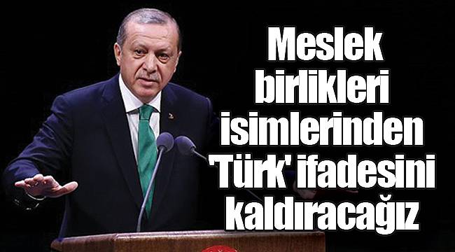 Erdoğan: Meslek birlikleri isimlerinden 'Türk' ifadesini kaldıracağız