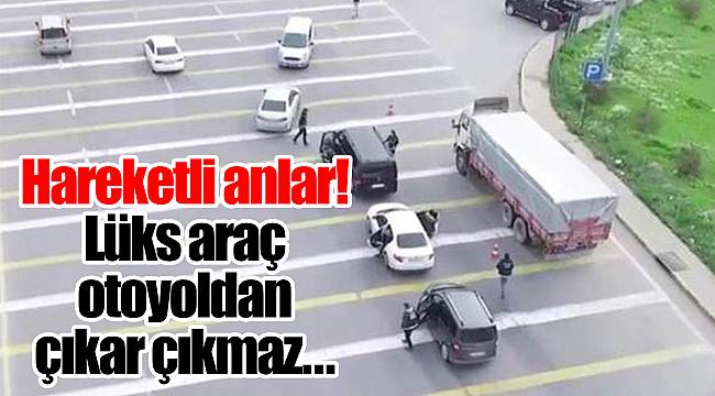 Hareketli anlar! Lüks araç otoyoldan çıkar çıkmaz...