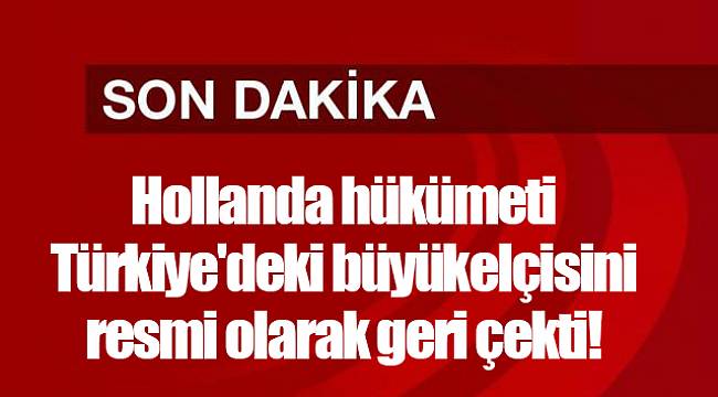Hollanda hükümeti Türkiye'deki büyükelçisini resmi olarak geri çekti!