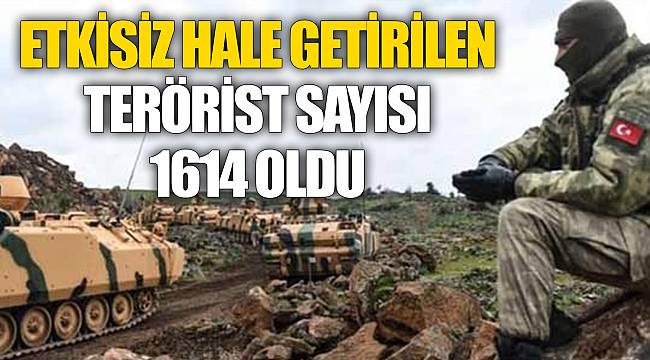 TSK: Etkisiz hale getirilen terörist sayısı bin 614 oldu