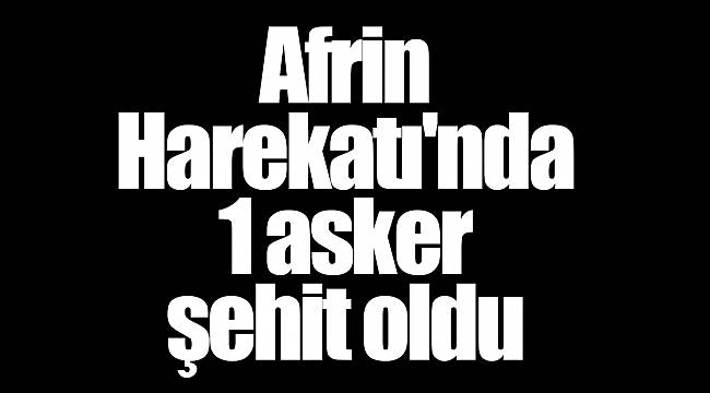 Afrin Harekatı'nda 1 asker şehit oldu