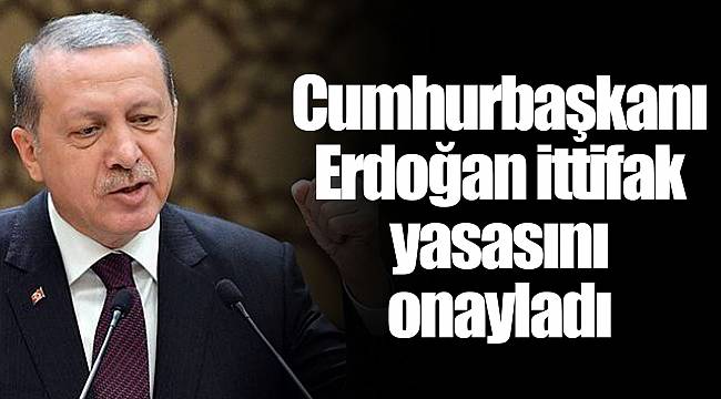 Cumhurbaşkanı Erdoğan ittifak yasasını onayladı