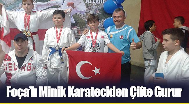 Foça’lı Minik Karateciden Çifte Gurur